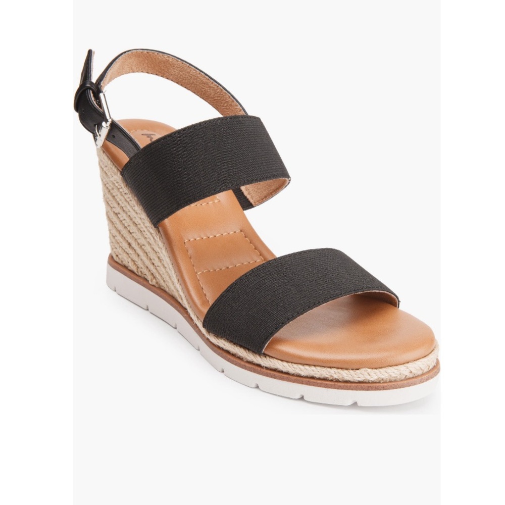 Me Too Gavin Slingback Espadrilles Wedge Sandals Black & Tan Women’s Size 11